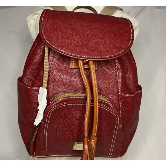 Dooney & Bourke Wine Red Color Pebble Grain Leather Large Murphy Backpack NWOT - Picture 2 of 15